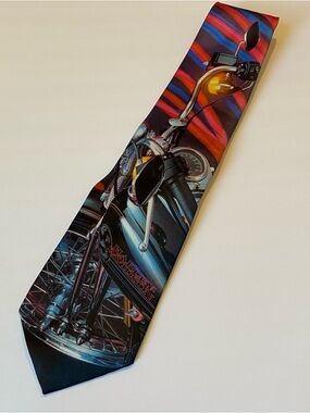Vintage Ralph Marlin Harley Davidson Motorcycle Tie “Harley Road Trip” Design